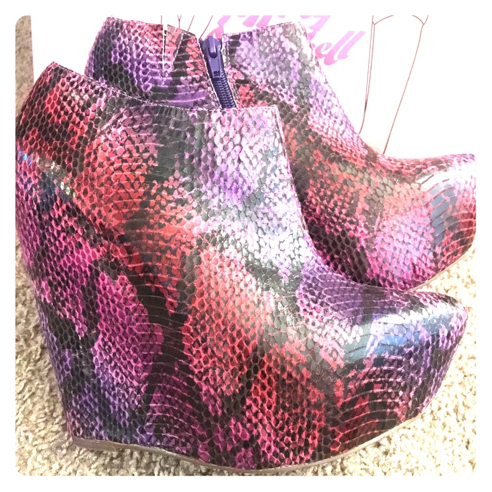 Jeffrey Campbell’s ZOE Black and Purple Python